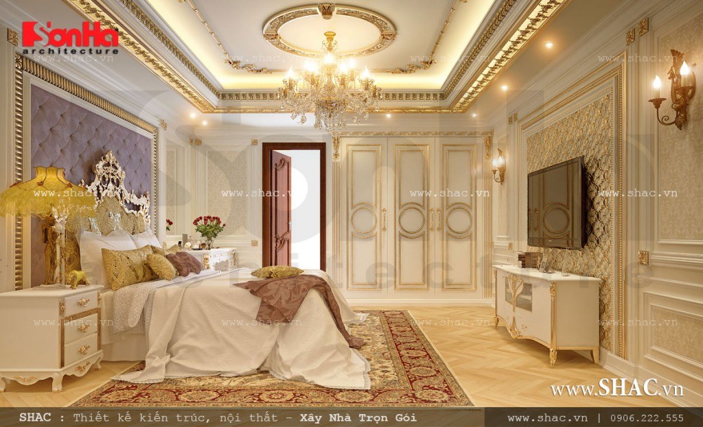 Thiết kế nội thất phòng ngủ cổ điển kiểu Pháp