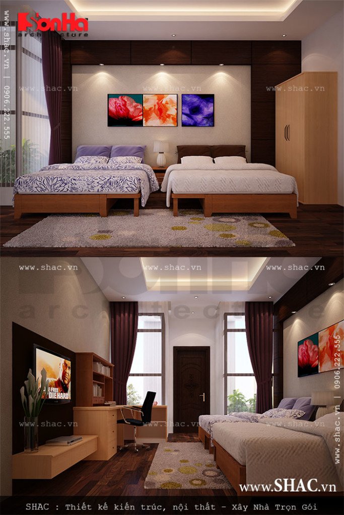 Thiết kế phòng ngủ đôi cho nhà phố - SH NOP 0002
