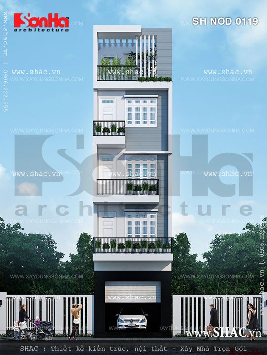 Thêm một phương án giản dị khác của mẫu thiết kế nhà phố hiện đại mặt tiền 5m đẹp