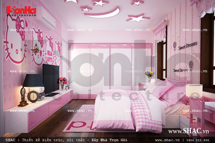 Phòng ngủ đậm sắc hồng cho con gái sh btp 0062