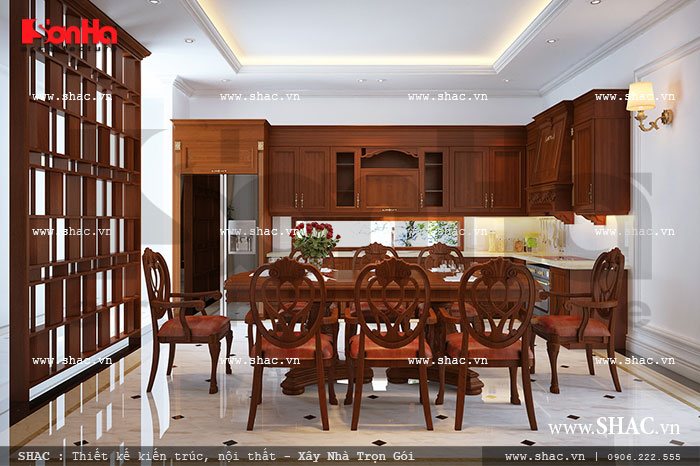 Thiết kế nội thất gỗ phòng ăn đẹp sh btp 0062