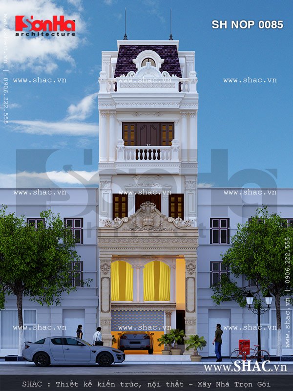 Mẫu nhà phố đẹp mặt tiền 5m rưỡi được thiết kế và sang trọng phong cách Pháp đẹp