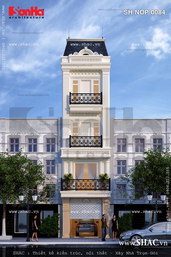 Phương án thiết kế nhà phố 4 tầng kiến trúc Pháp cổ điển đã hoàn toàn chinh phục CĐT