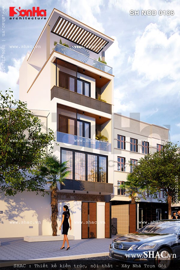 Một phương án thiết kế ấn tượng và sang trọng của mẫu nhà phố đẹp mặt tiền 5m rưỡi