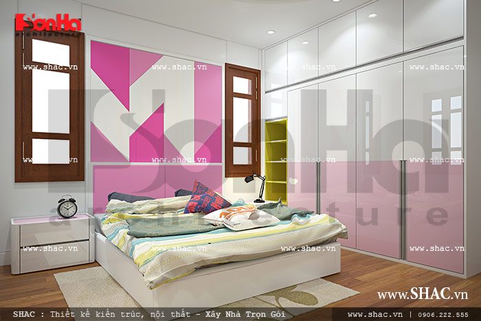 Phòng ngủ màu hồng cho con gái sh btp 0075