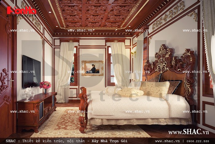 mẫu phòng ngủ cổ điển cho biệt thự đẹp
