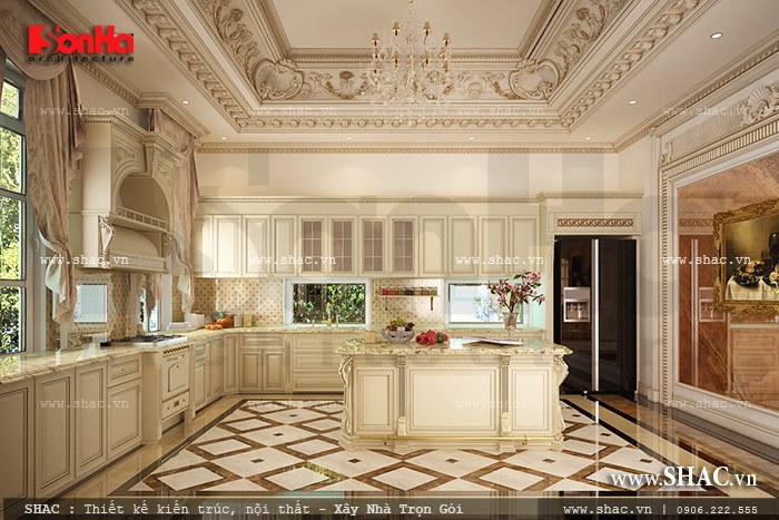 Bộ tủ bếp được thiết kế theo phong cách pháp sh btp 0081