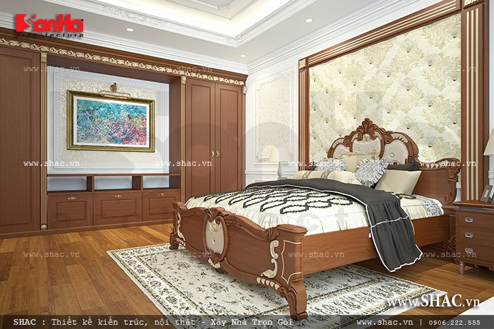 Phòng ngủ gỗ phong cách cổ điển sh btp 0085