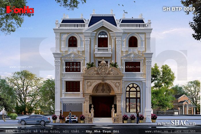 Mẫu thiết kế biệt thự kiểu Pháp cổ điển 4 tầng đẹp mắt và sang rất được yêu thích tại Kon Tum 