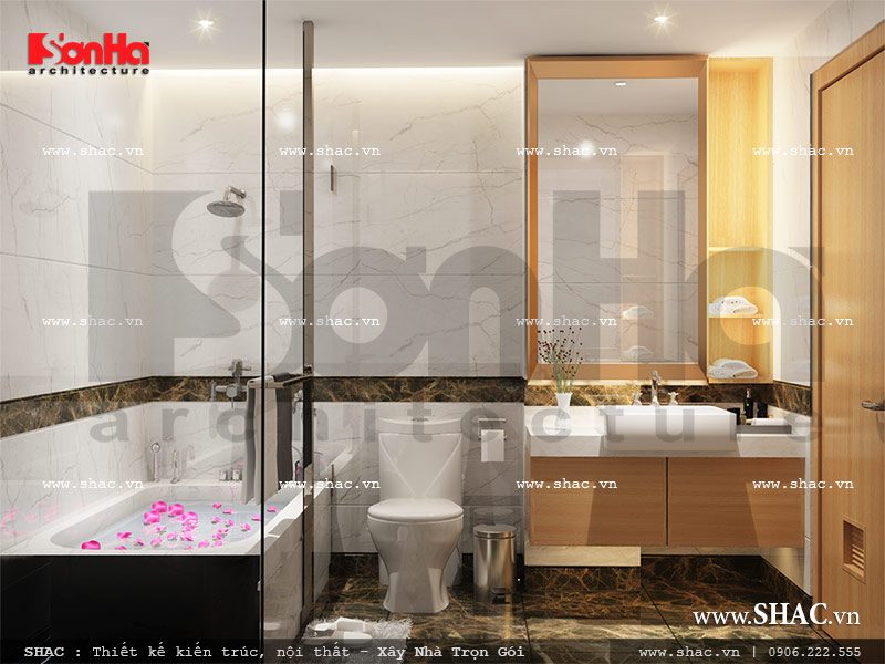 Mẫu thiết kế phòng tắm wc phòng ngủ 1 view2 khách sạn mini cổ điển đẹp sh ks 0027