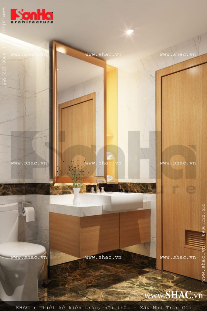 Thiết kế phòng tắm wc phòng ngủ 1 view3 khách sạn mini cổ điển đẹp sh ks 0027