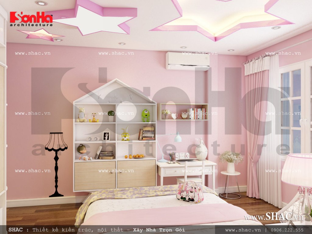 Thiết kế nội thất phòng ngủ con gái cổ điển Pháp sh nop 0110