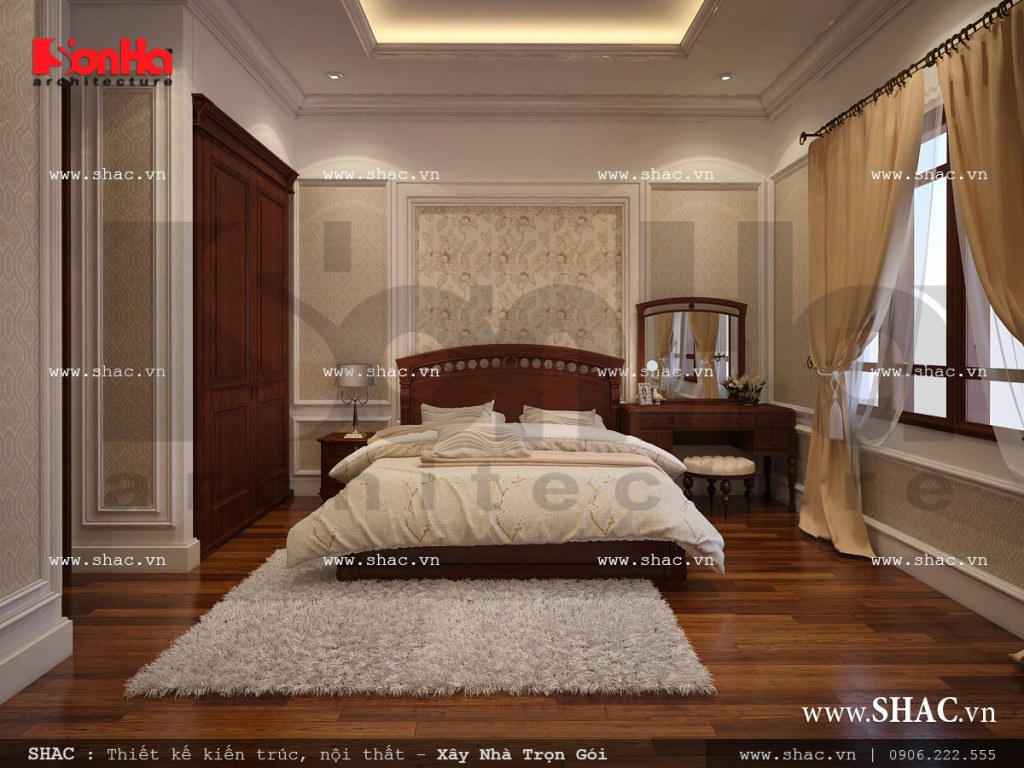 Mẫu thiết kế nội thất phòng ngủ 1 cổ điển sh nop 0112