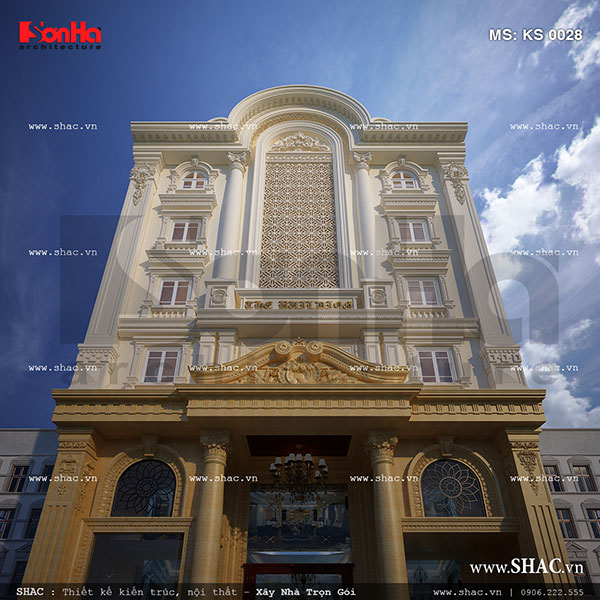 THiết kế khách sạn kiến trúc cổ điển Pháp sang trọng tại Lào Cai sh ks 0028