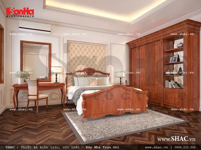 Mẫu thiết kế nội thất phòng ngủ cổ điển đẹp sang trọng sh nop 0120