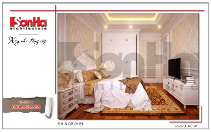 Mẫu thiết kế nội thất phòng ngủ khách nhà phố kiến trúc Pháp sh nop 0121
