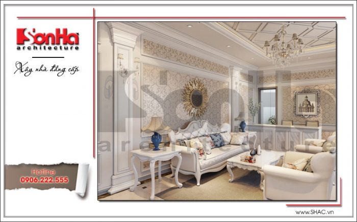 Thiết kế nội thất phòng khách cổ điển sang trọng sh nop 0122