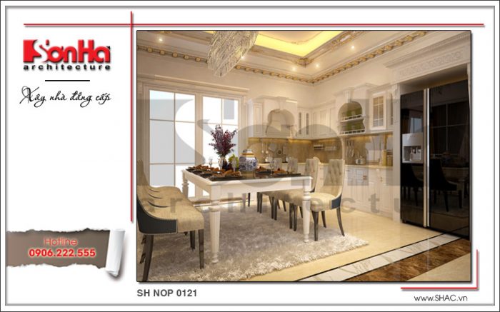 Mẫu thiết kế nội thất phòng bếp cổ điển sang trọng nhà phố kiến trúc Pháp sh nop 0121