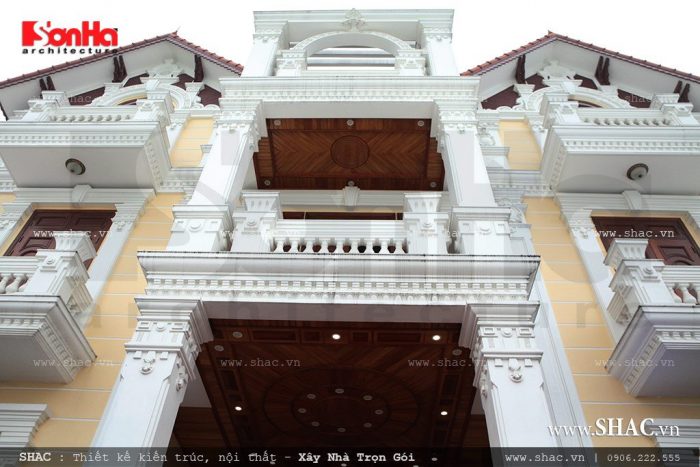 Biệt thự 4 tầng mái ngói kiến trúc Pháp cổ điển - BTP 0013 2