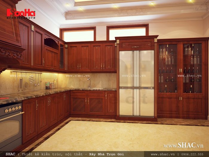 Nội thất Phòng bếp gỗ cổ điển