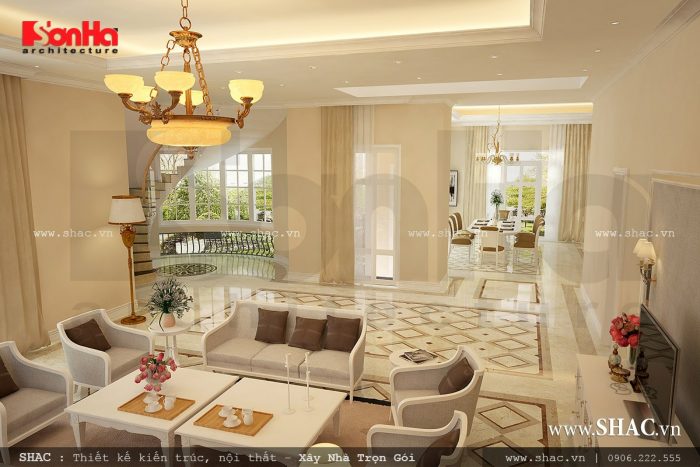 Phòng khách biệt thự rộng và đẹp