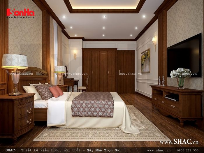 Nội thất phòng ngủ cổ điển đẹp, sang trọng cho nhà ống