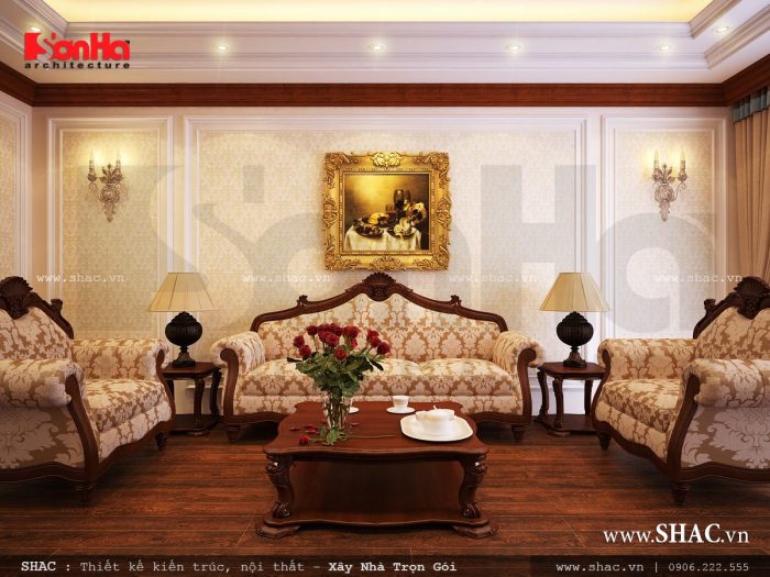 Nội thất phòng sinh hoạt chung nhà ống kiểu pháp đẹp