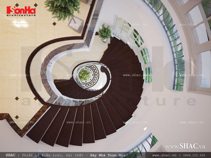 Thiết kế cầu thang đẹp uốn lượn