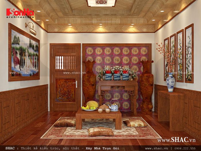 Nội thất phòng thờ đẹp của nhà ống cổ điển