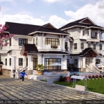 Kiến trúc ngoại thất của biệt thự hiện đại song lập BTD 0015