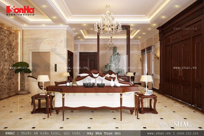 Không gian phòng khách kiểu Pháp đẹp