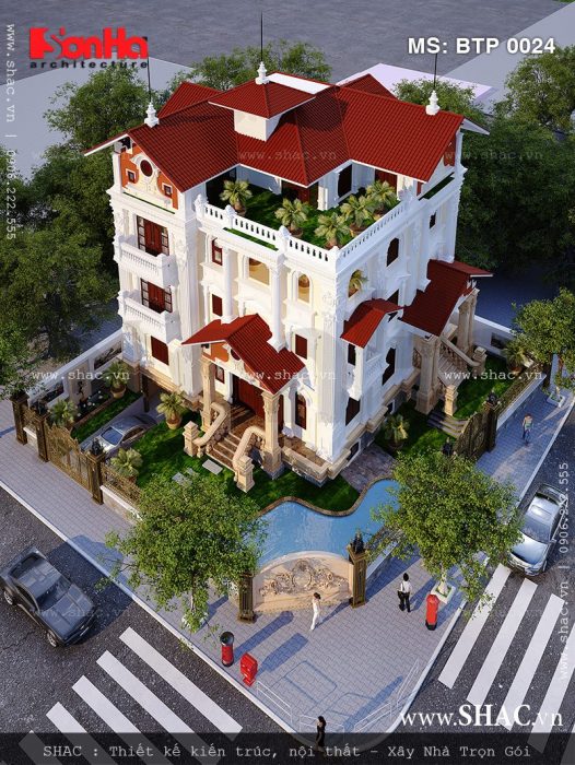 Mẫu biệt thự 5 tầng kiểu Pháp đẹp