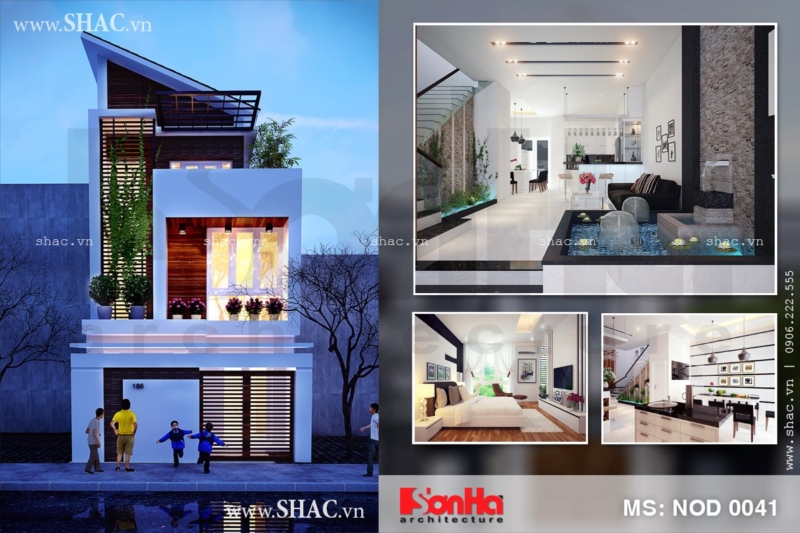 mẫu nhà ống hiện đại 2,5 tầng