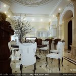 Thiết kế nội thất phòng ăn cổ điển kiểu pháp cho biệt thự lâu đài