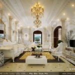 phòng khách kiểu pháp đẹp, nội thất phòng khách biệt thự cổ điển