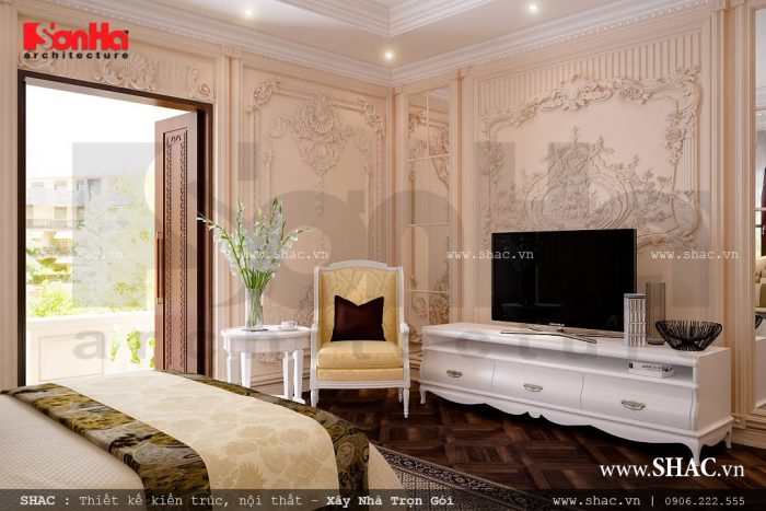 phòng ngủ với nội thất cổ điển châu âu, nội thất phòng ngủ kiểu pháp đẹp