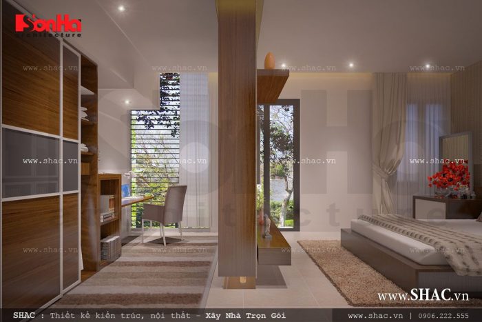 phòng làm việc trong phòng ngủ, nội thất phòng ngủ hiện đại