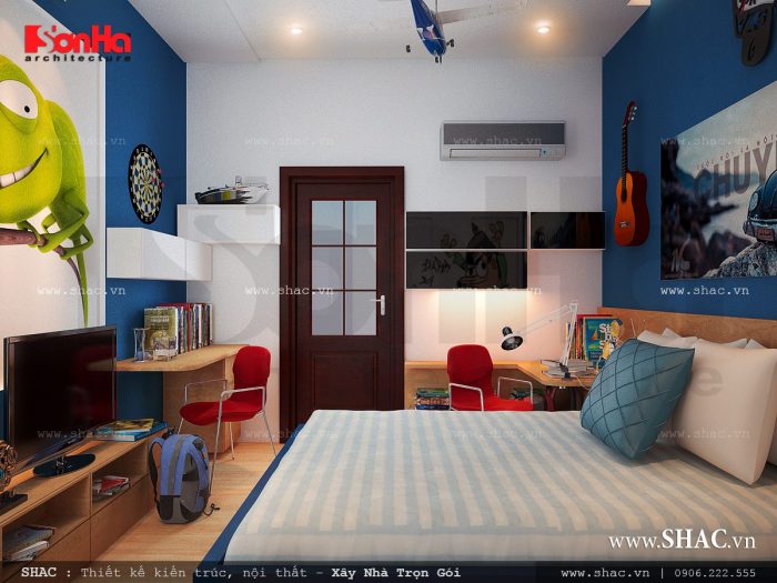 Thiết kế nội thất phòng ngủ con trai đẹp, phòng ngủ đẹp cho bé