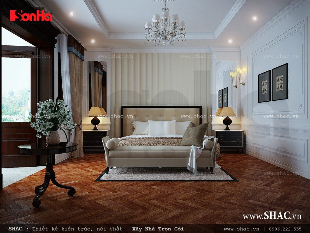Thiết kế Phòng ngủ đẹp với nội thất cổ điển nhẹ nhàng kiểu pháp
