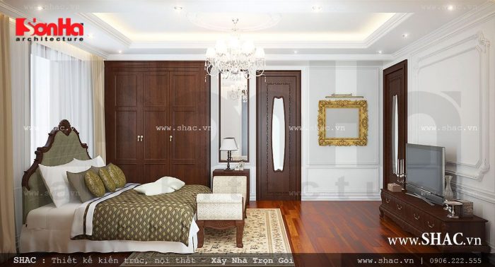Phòng ngủ sàn gỗ đẹp cho biệt thự lâu đài