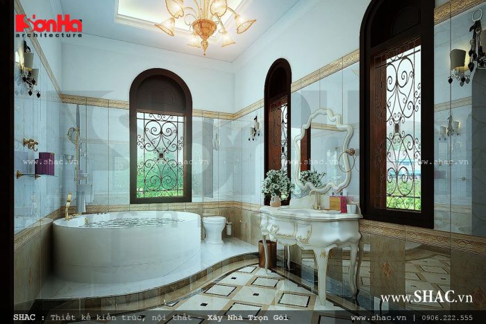 Bản thiết kế phòng vệ sinh wc tiện nghi với đồ nội thất cao cấp