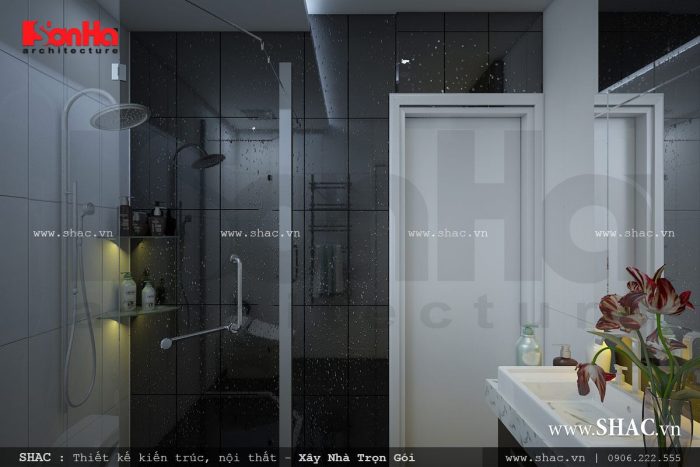 Phòng vệ sinh khép kín với nội thất hiện đại, thiết kế nội thất wc đẹp