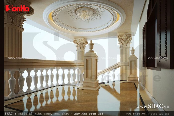 Sảnh thang đẹp mắt và đẳng cấp, sảnh thang biệt thự lâu đài