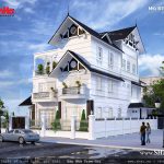 Phối cảnh kiến trúc biệt thự trắng 3 tầng