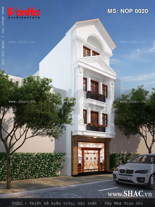 Thiết kế Nhà ống kiến trúc pháp 4 tầng, nhà ống kiểu pháp đẹp