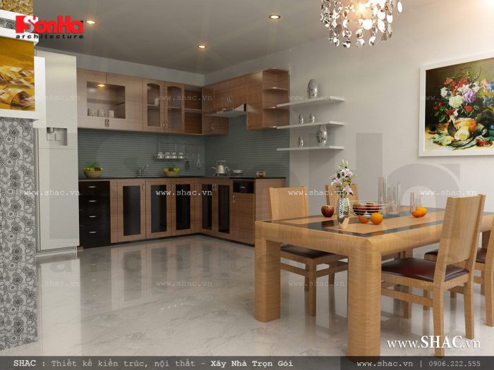 Thiết kế nội thất phòng ăn đẹp và thoáng, nội thất gỗ cho phòng ăn hiện đại