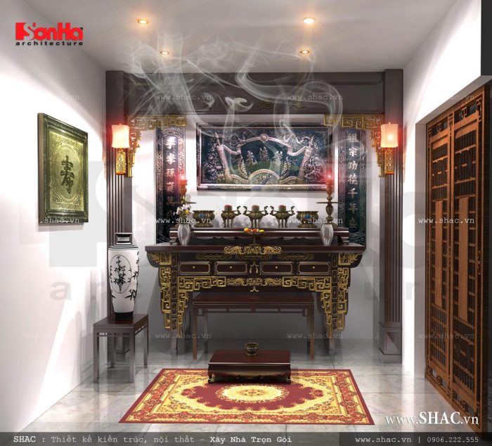 Phòng thờ đẹp, nội thất phòng thờ đẹp truyền thống. Mẫu phòng thờ á đông