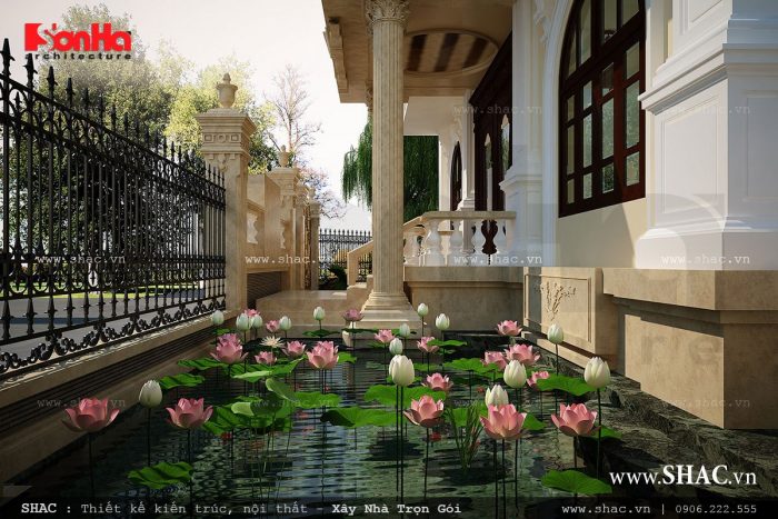 Thiết kế tiểu cảnh biệt thự Pháp đẹp