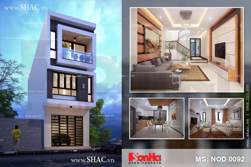 Thiết kế nhà ống 3 tầng hiện đại