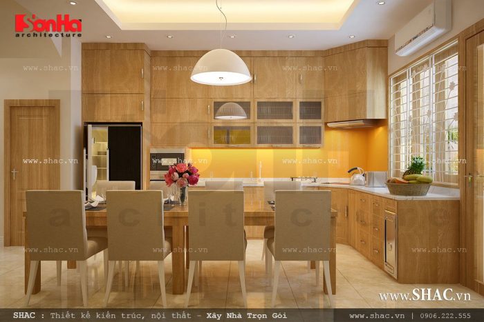 Thiết kế bếp ăn đẹp với nội thất gỗ